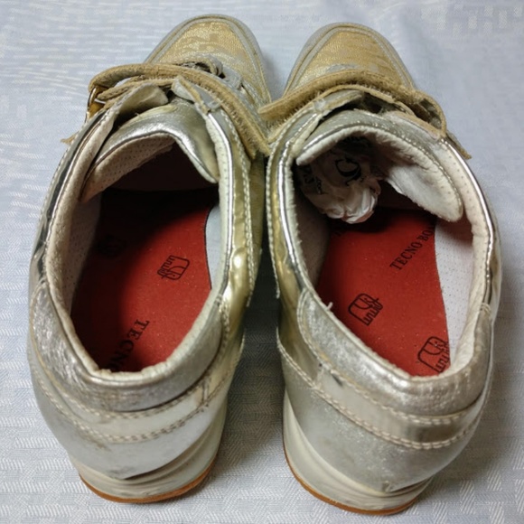 Nero Giardini Italian Velcro Sneakers Gold Silver - Picture 5 of 8